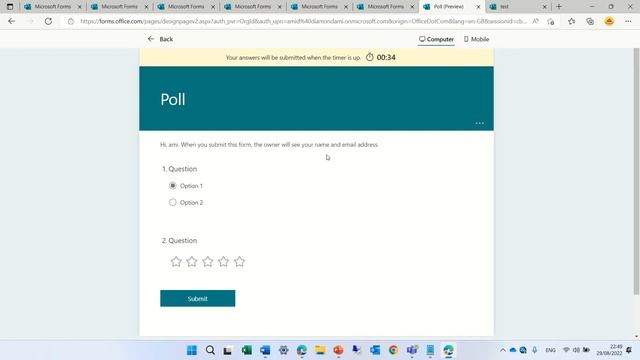 How to set a timer duration in Microsoft Forms ? смотреть онлайн