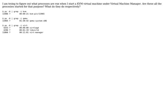 What are the processes started for running a virtual machine under Virtual Machine Manager? смотреть онлайн