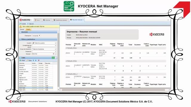 Generación de informes KYOCERA Net Manager смотреть онлайн
