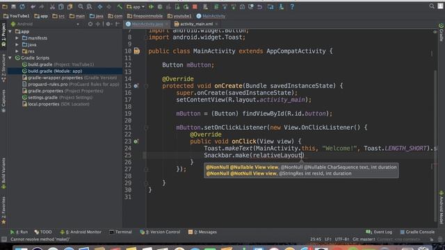 Android Tutorial Part 5 of 100: Snackbar смотреть онлайн