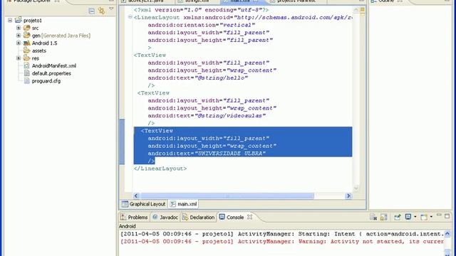 aula 3675 android - Manipulando TextView Strings Main xml.avi смотреть онлайн