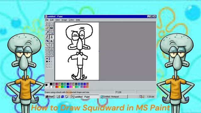 How to draw Squidward Tentacles using MS Paint on Windows 98! смотреть онлайн