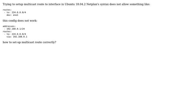 Unix & Linux: Multicast routing using netplan смотреть онлайн