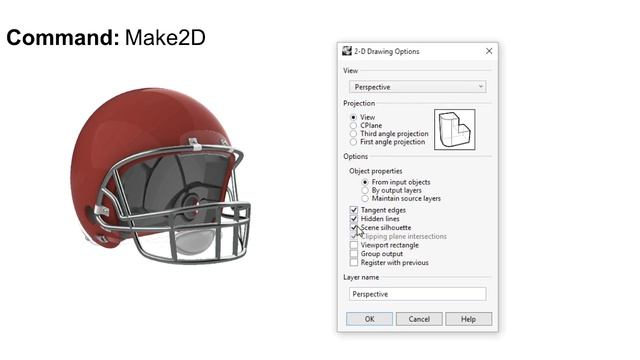 Rhinoceros 3D. Команда "Make2D" смотреть онлайн