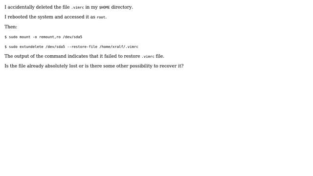 Unix & Linux: Failed to restore file with extundelete смотреть онлайн