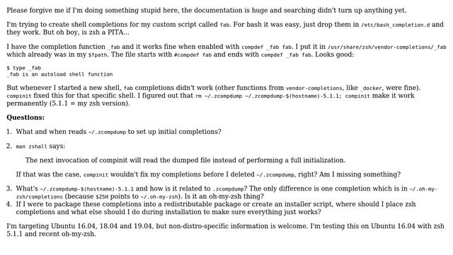 Unix & Linux: How to properly make custom zsh completions "just work"? смотреть онлайн