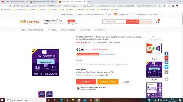 💻 ¡Oferta Aliexpress! Licencia WINDOWS 10 PRO barato 0,17€ ¡99% DTO! Opinión | Descuento 💻 смотреть онлайн