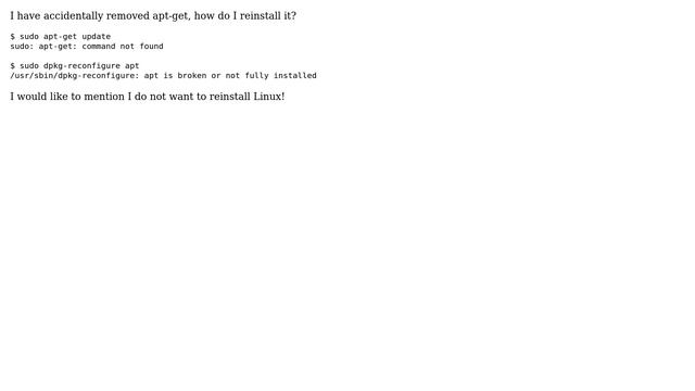 apt-get removed, how to reinstall it? смотреть онлайн