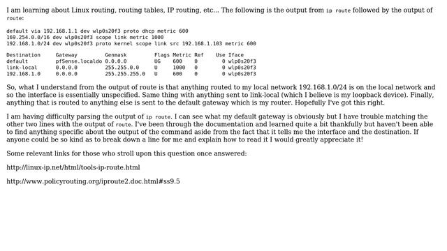 Understanding ip route output смотреть онлайн