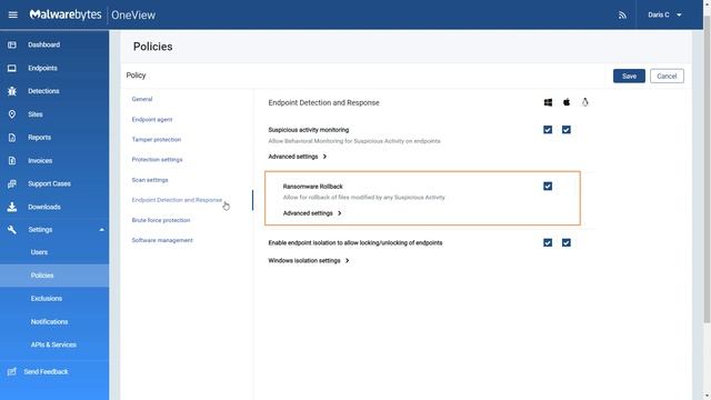 Configure Endpoint Detection and Response in Malwarebytes OneView смотреть онлайн