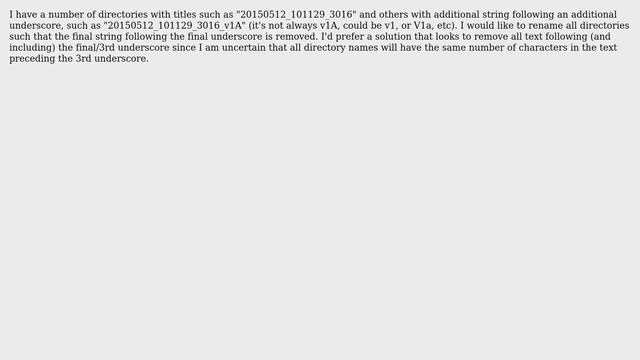 Unix & Linux: How to drop final portion of multiple directory names? смотреть онлайн