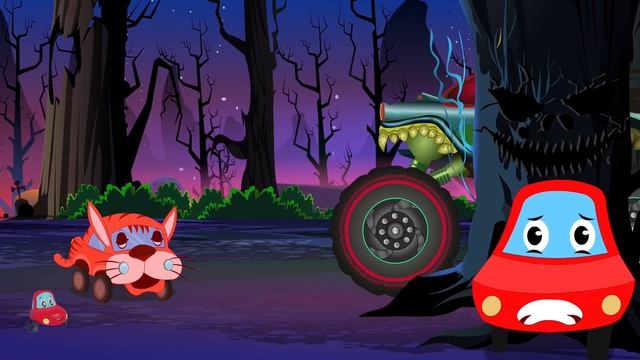 Little Red Car And The Haunted House Monster Truck Animated Car Cartoon for Kids смотреть онлайн