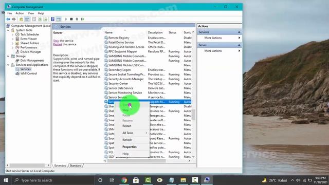 Windows 10 Home : How to Start or Stop Server Service смотреть онлайн