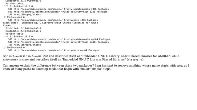 Ubuntu: Confused about packages libc6-amd64 and libc6:amd64 смотреть онлайн