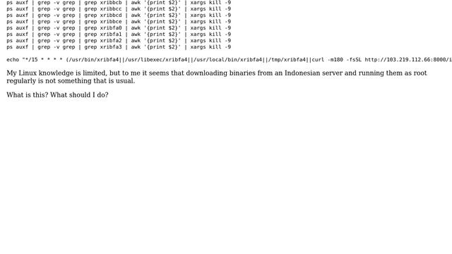 Unix & Linux: Suspicious crontab entry running 'xribfa4' every 15 minutes (2 Solutions!!) смотреть онлайн