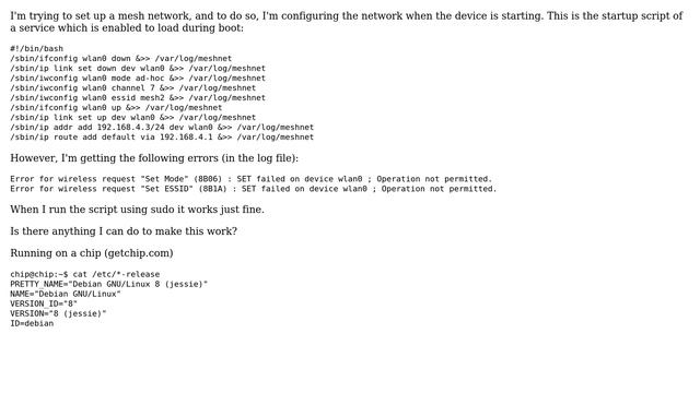 iwconfig during boot: Operation not permitted смотреть онлайн