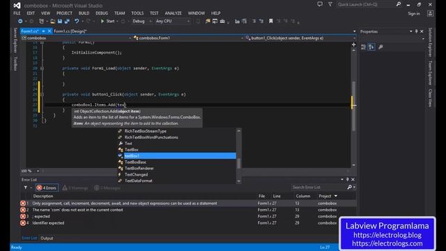 C# programlama dersleri -26 (Windows Form) :Combobox nesnesi смотреть онлайн