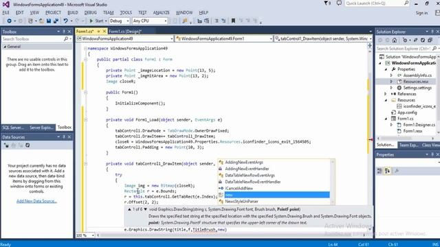 Add Close Button to TabControl TabPages in C# смотреть онлайн
