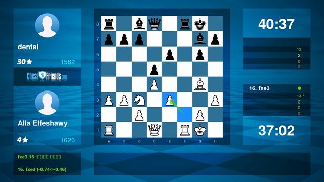 Chess Game Analysis: Alla Elfeshawy - dental : 1-0 (By ChessFriends.com) смотреть онлайн