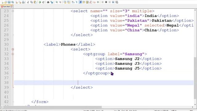 HTML Form Select Tags & File Input Tutorial In Hindi - Part II