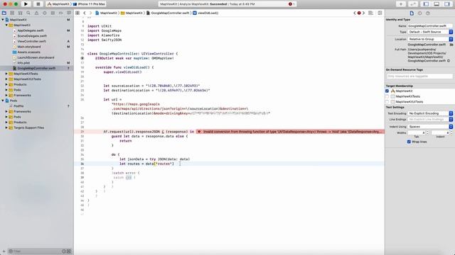 How to draw route with google map in iOS | Swift смотреть онлайн