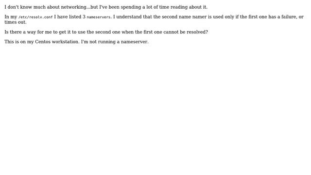 Can subsequent nameservers defined in /etc/resolv.conf be used if the previous nameservers can... смотреть онлайн