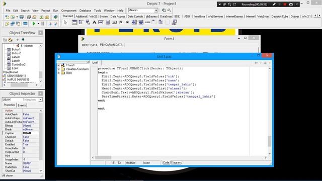 Tutorial data input of employees at Delphi 7 [PART 2] смотреть онлайн