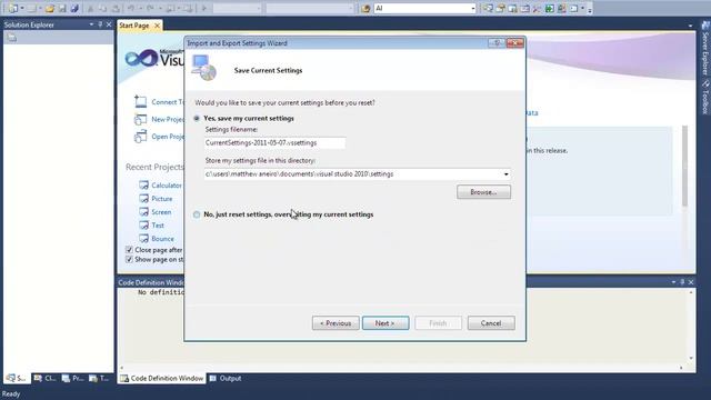 Visual Studio - Reset Defaults смотреть онлайн