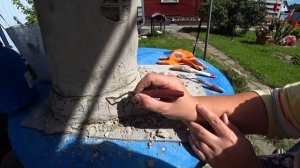 Декоративная мельница из цемента для сада моими руками