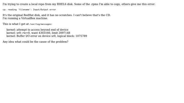 I/O error while cp from CD to HDD смотреть онлайн
