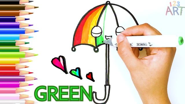 How to draw an Umbrella | Easy Umbrella Drawing ❤ & Painting | Coloring for Toddlers #7 смотреть онлайн