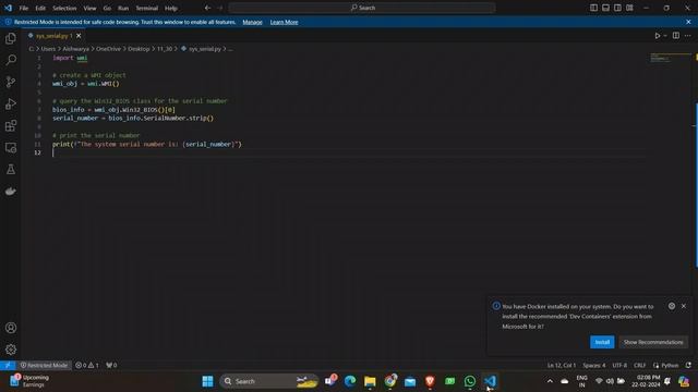 Retrieving System Serial Number with WMI in Python смотреть онлайн