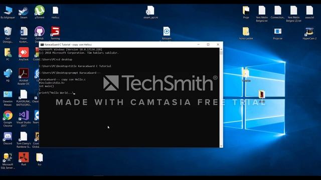 Command Prompt C Code Complier(CMD'de C Dilinde Kod Derleme) смотреть онлайн