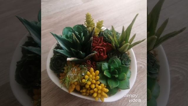 Маленький садик суккулентов из полимерной глины.Ручная работа🌵 смотреть онлайн