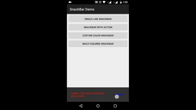Android SnackBar Using Design Support Library Demo