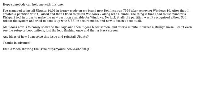 Ubuntu: Dell Inspiron 7559 not booting смотреть онлайн