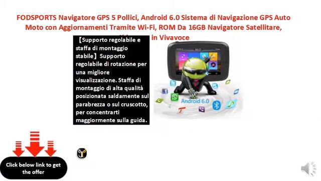 FODSPORTS Navigatore GPS 5 Pollici, Android 6.0 Sistema di Navigazione GPS Auto Moto смотреть онлайн