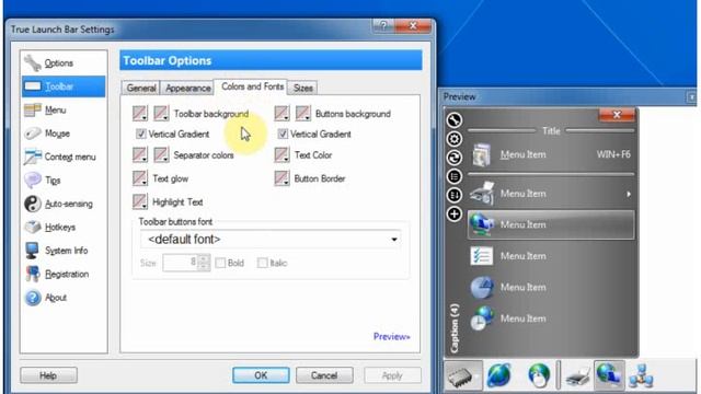 True Launch Bar - toolbar color смотреть онлайн