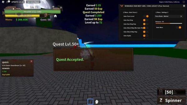 KING LEGACY Script mobile UPDATE 4.5 AUTO FARM NEW LEVEL | AUTO QUEST | SEAKING