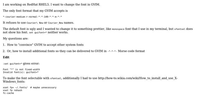 Unix & Linux: Setting programming font in RHEL 5 + gvim (2 Solutions!!) смотреть онлайн