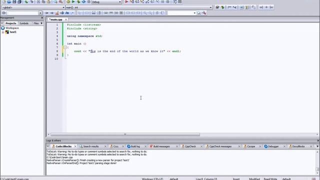 Code::Blocks (on Windows) mingw32 - C++ 'Hello World' смотреть онлайн