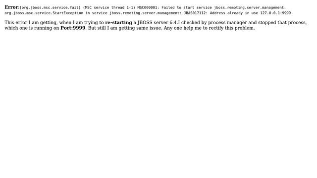 When I am running a JBOSS 6.4 server in linux, I am getting Address already use error? смотреть онлайн