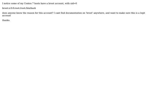DevOps & SysAdmins: 'broot' account on Centos 7? смотреть онлайн