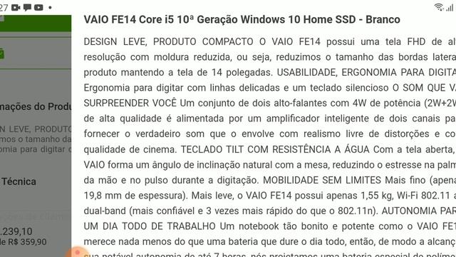VAIO FE14 Core i5 10ª Geração Windows 10 Home SSD - Branco смотреть онлайн