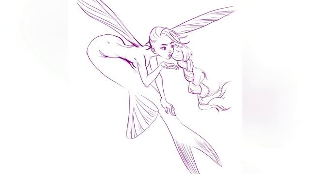 Flying Fish Mermaid / Drawing In Procreate