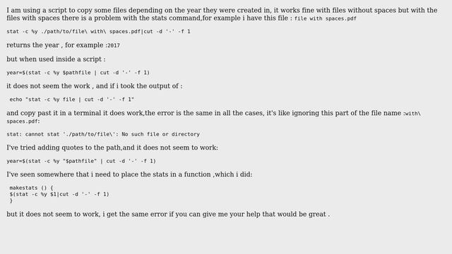 Unix & Linux: stats does not work with spaces? смотреть онлайн