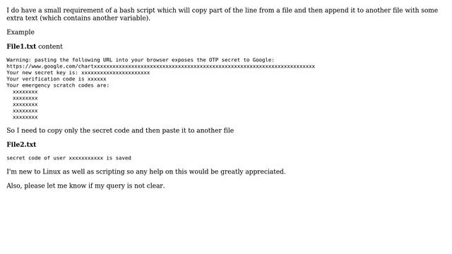 Unix & Linux: Copy part of a line from one file and append to another file with extra texts смотреть онлайн