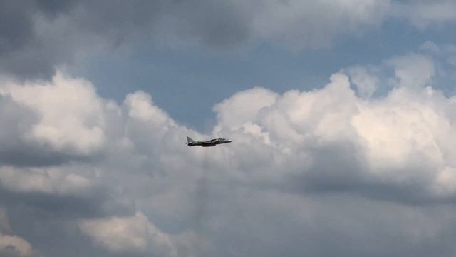 British Harrier Rotating Around It’s Axis On Engine Flight Before Transitioning To Wing Flight