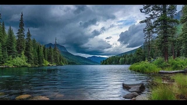Дождь на озере, видео для сна