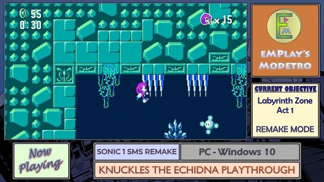 Sonic 1 SMS Remake - PC - Knuckles (1.0.G Remake Mode) - #16 - Labyrinth Zone: Act 1 смотреть онлайн